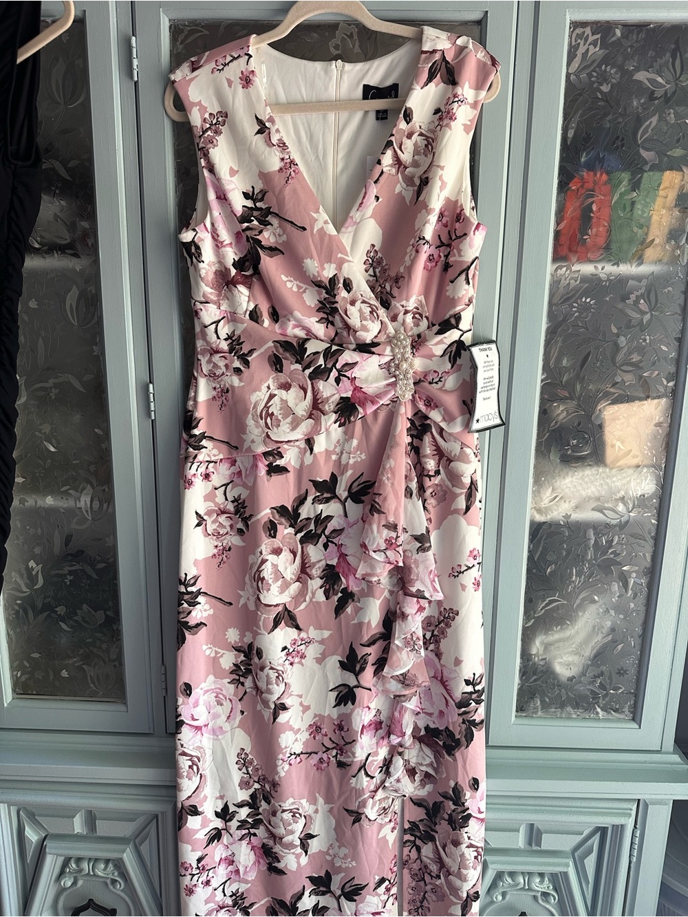 connected apparel Pink and White Floral Maxi Dress